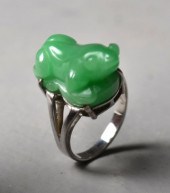 Chinese Carved Jadeite Mounted