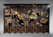 CHINESE CARVED LACQUER EIGHT P