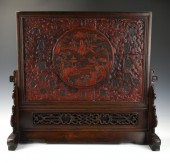 CHINESE CARVED LACQUER SCREEN