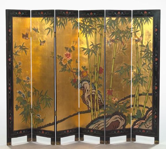 Chinese Carved Lacquer Six-Panel