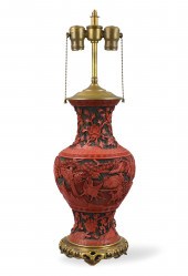 CHINESE CARVED LACQUER VASE, M