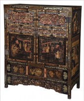 CHINESE CARVED LACQUERED AND G