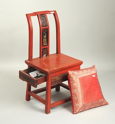 CHINESE CARVED & LACQUERED WOOD