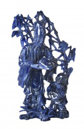 CHINESE CARVED LAPIS LAZULI FI