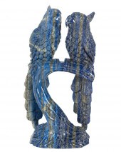 CHINESE CARVED LAPIS PARROT FI