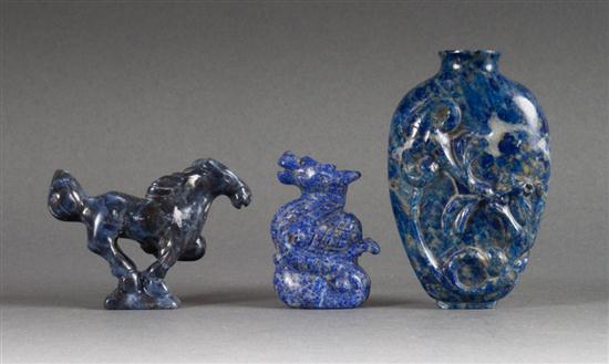 Chinese carved lapis snuff bottle