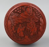 CHINESE CARVED LAQCUER BOX W/