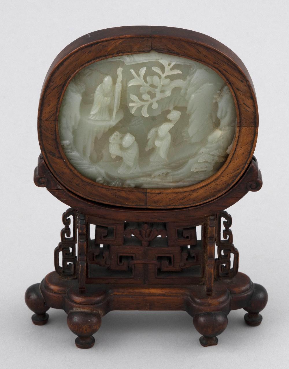 CHINESE CARVED LIGHT CELADON JADE