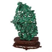 CHINESE CARVED MALACHITE BANZA