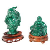 CHINESE CARVED MALACHITE BUDDH
