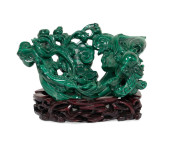 CHINESE CARVED MALACHITE DRAGO