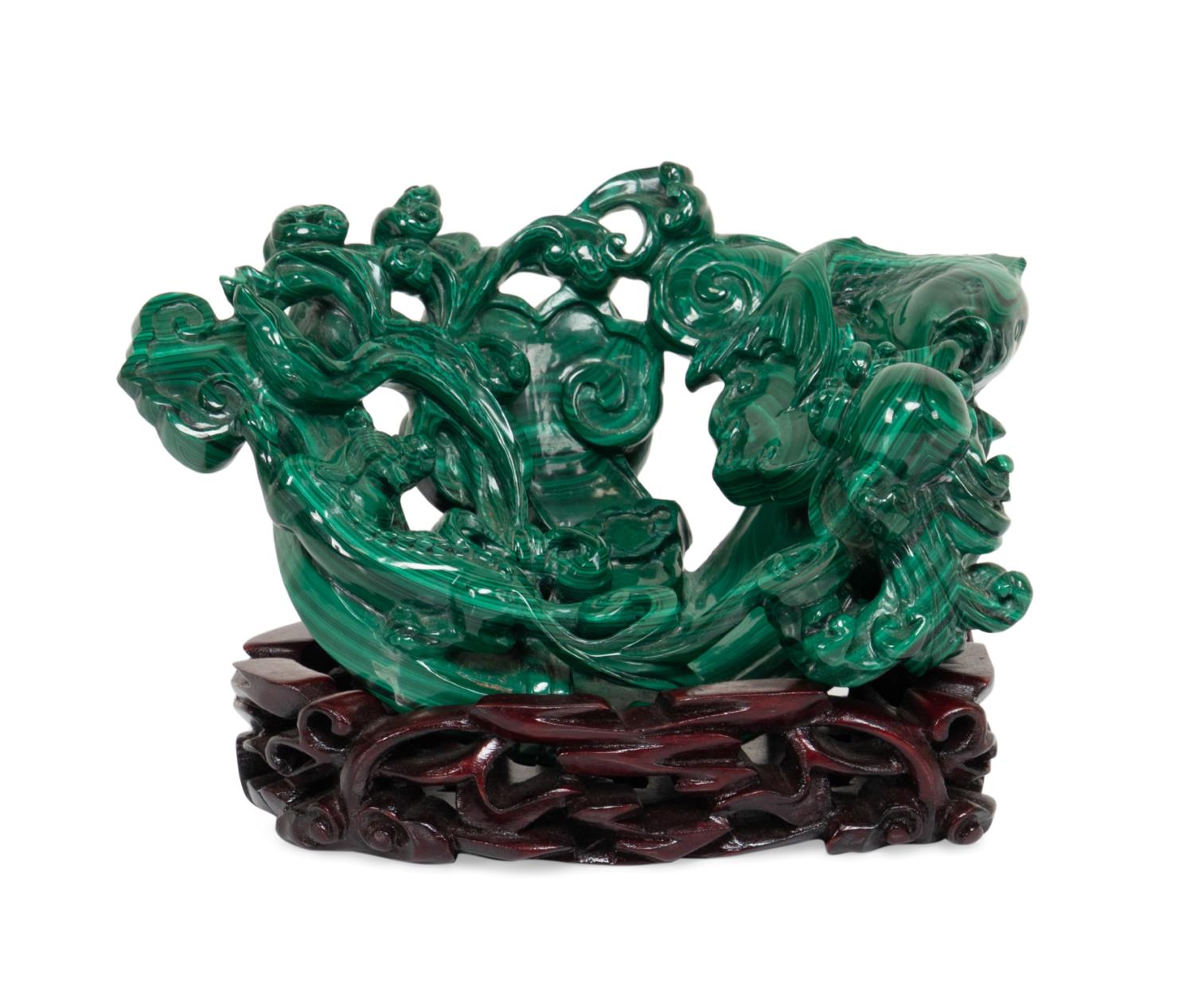CHINESE CARVED MALACHITE DRAGON