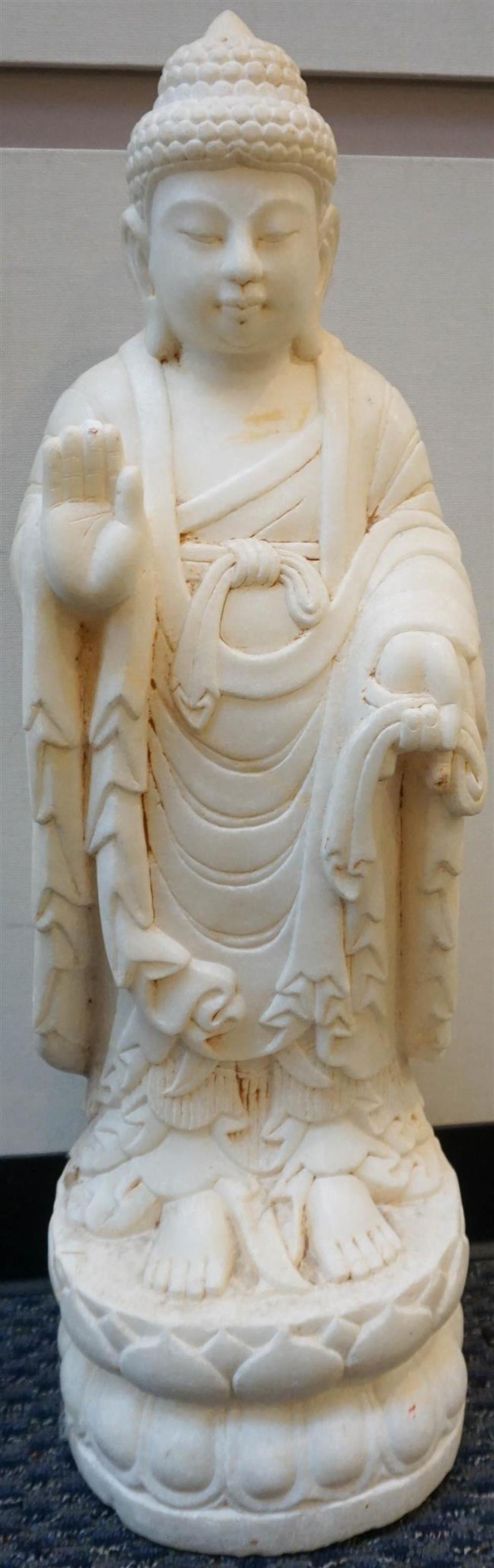 CHINESE CARVED MARBLE FIGURE OF A