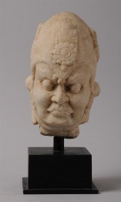 CHINESE CARVED MARBLE HEAD OF