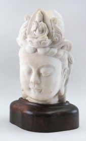 CHINESE CARVED MARBLE HEAD OF