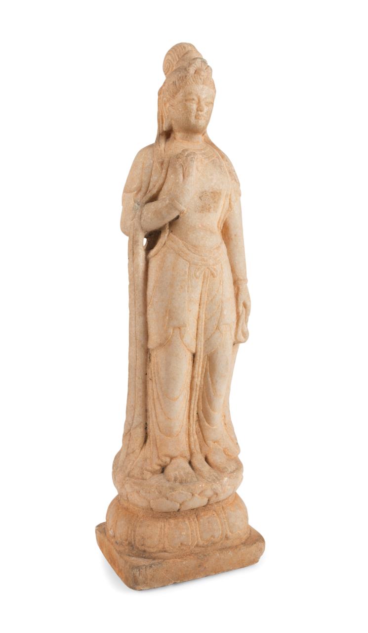 CHINESE CARVED MARBLE QUAN YIN
