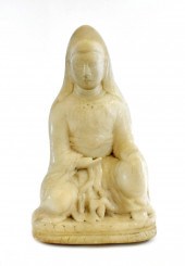 CHINESE CARVED MARBLE SEATED P