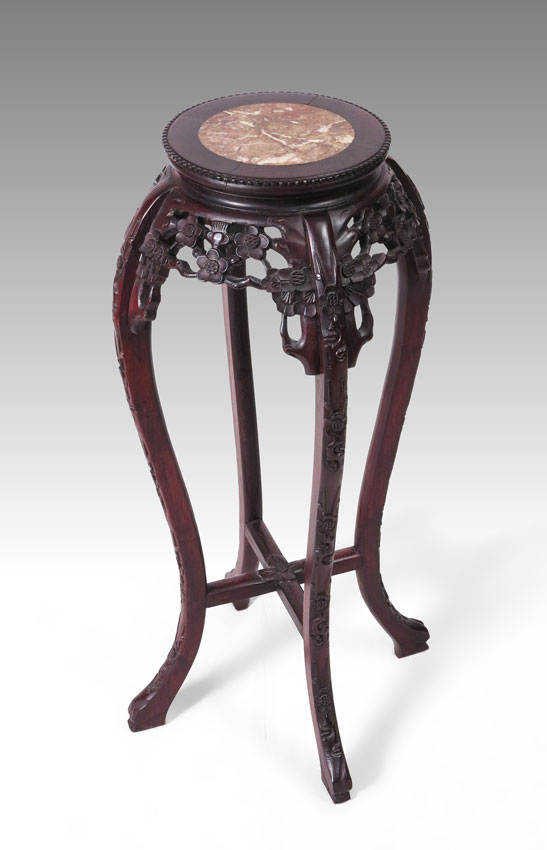 CHINESE CARVED MARBLE TOP FERN