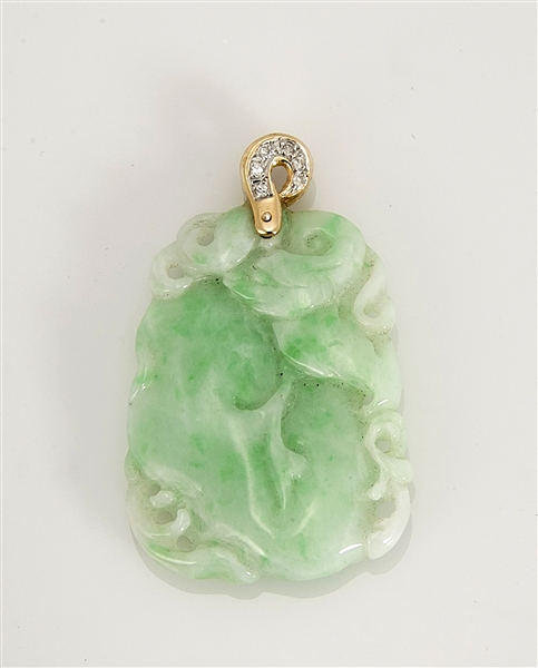 Chinese carved modeled green &