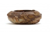 CHINESE CARVED MOTTLED BROWN H
