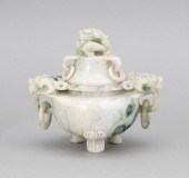 CHINESE CARVED MOTTLED CELADON