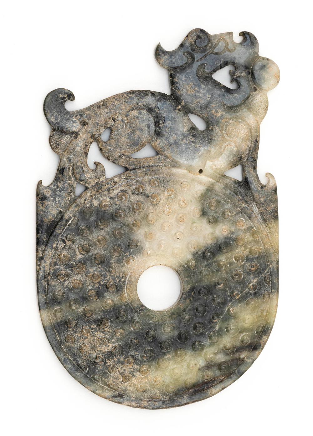 CHINESE CARVED MOTTLED GRAY AND