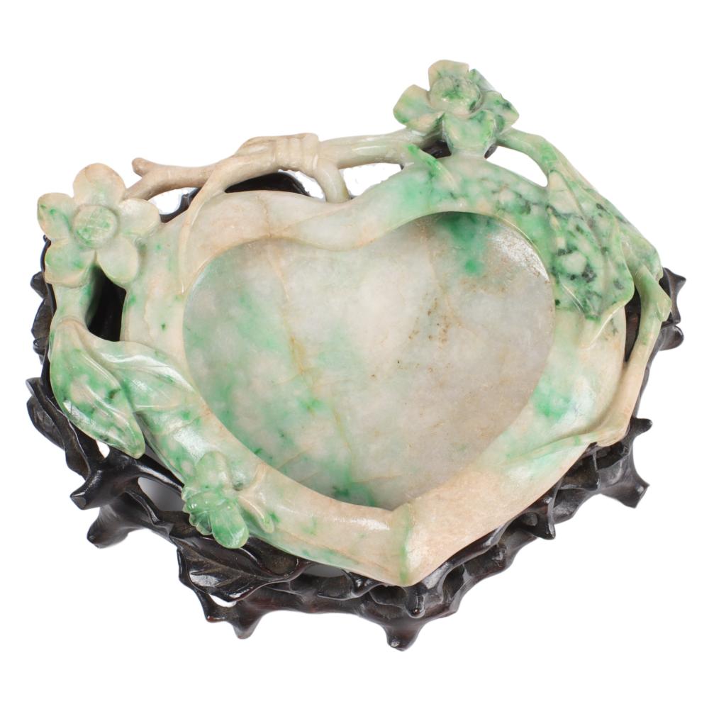 CHINESE CARVED MOTTLED JADE /
