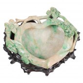CHINESE CARVED MOTTLED JADE /