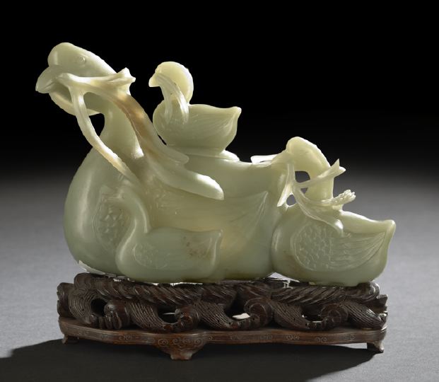 Chinese Carved Nephrite Jade Coupe,