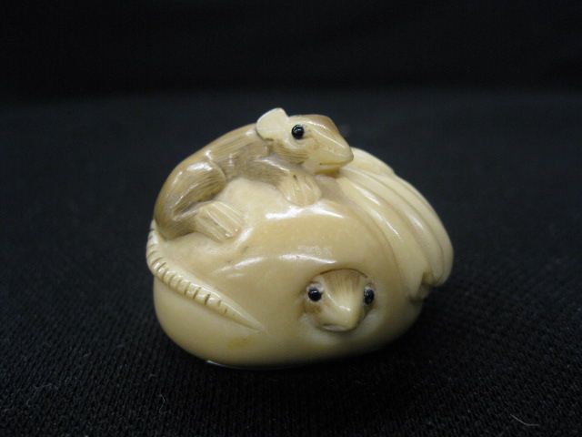 Chinese Carved Nut Netsuke of Two