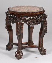 CHINESE CARVED OCTAGONAL TABLE
