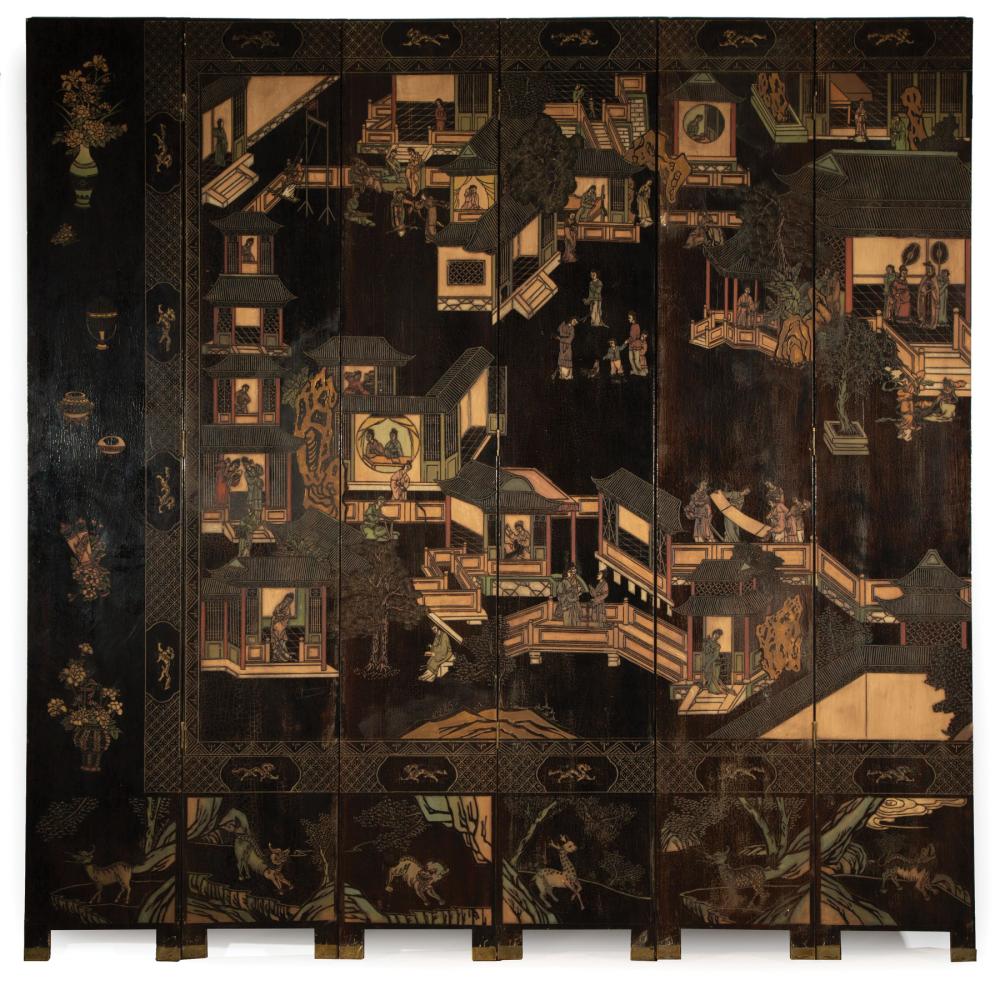 CHINESE CARVED, PAINTED