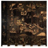 CHINESE CARVED, PAINTED COROMA