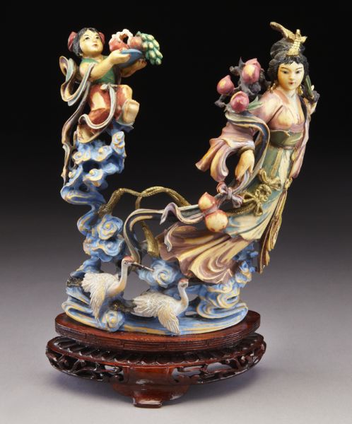 Chinese carved polychrome ivory