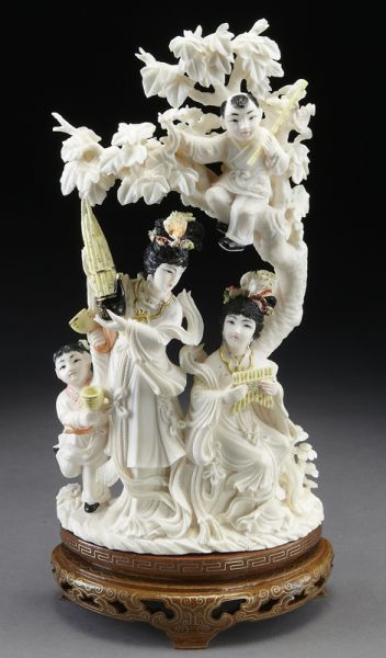 Chinese carved polychrome ivory