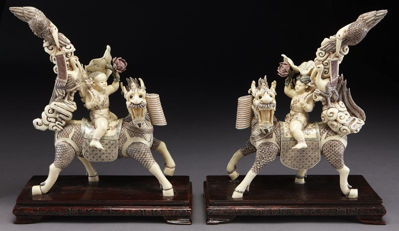 Chinese carved polychrome ivory