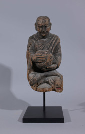 CHINESE CARVED POLYCHROME WOOD
