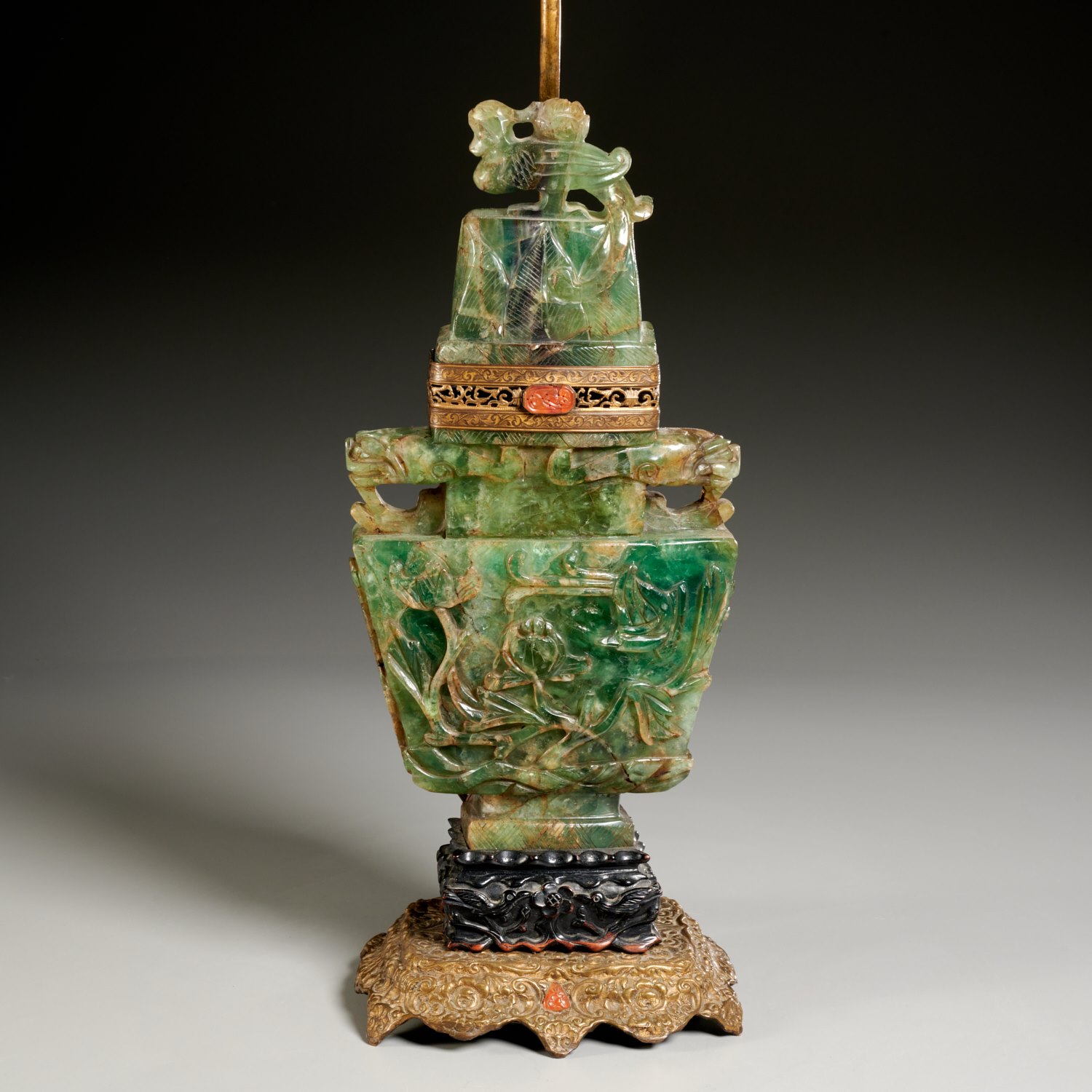 CHINESE CARVED QUARTZ URN CONVERTED