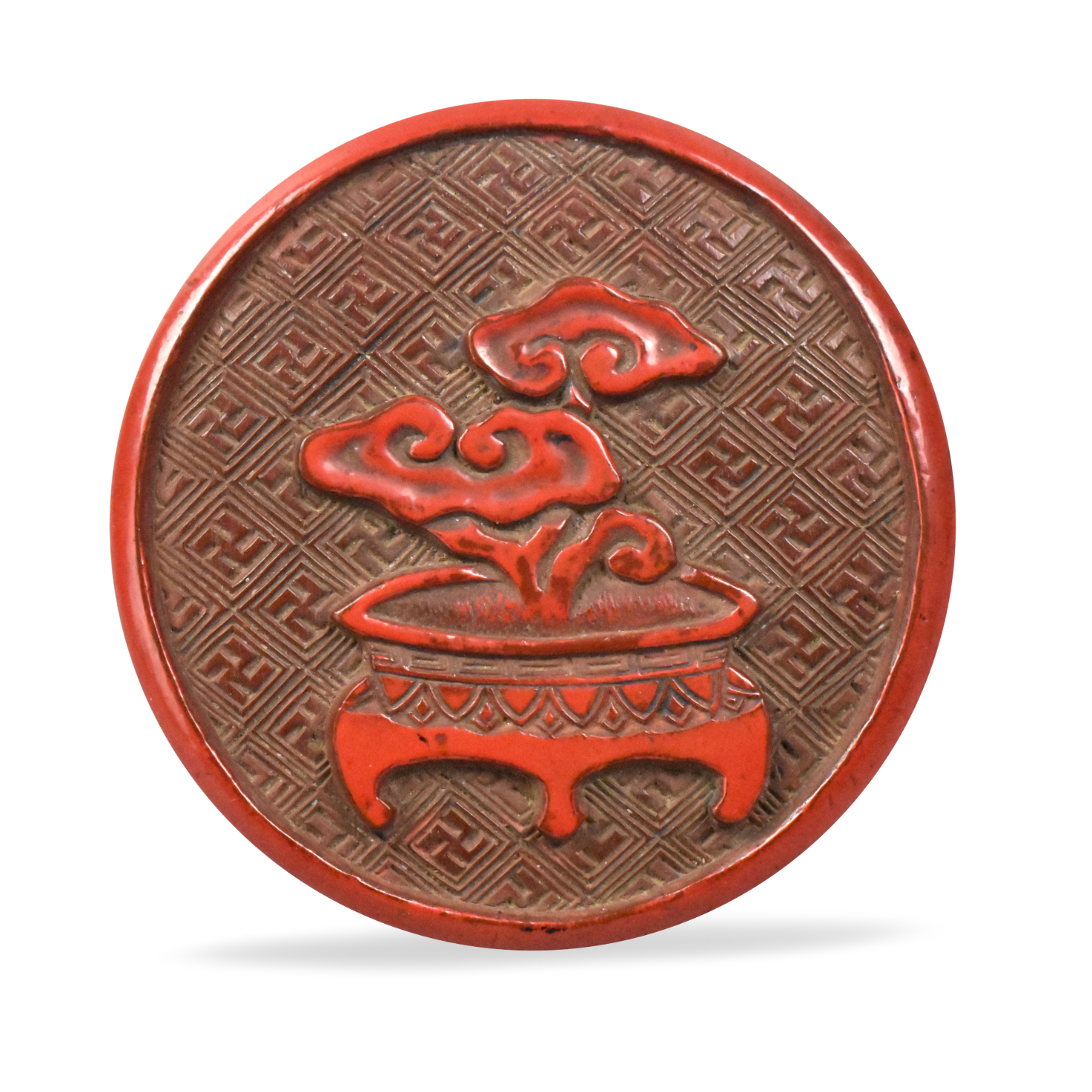 CHINESE CARVED RED LACQUER COVER