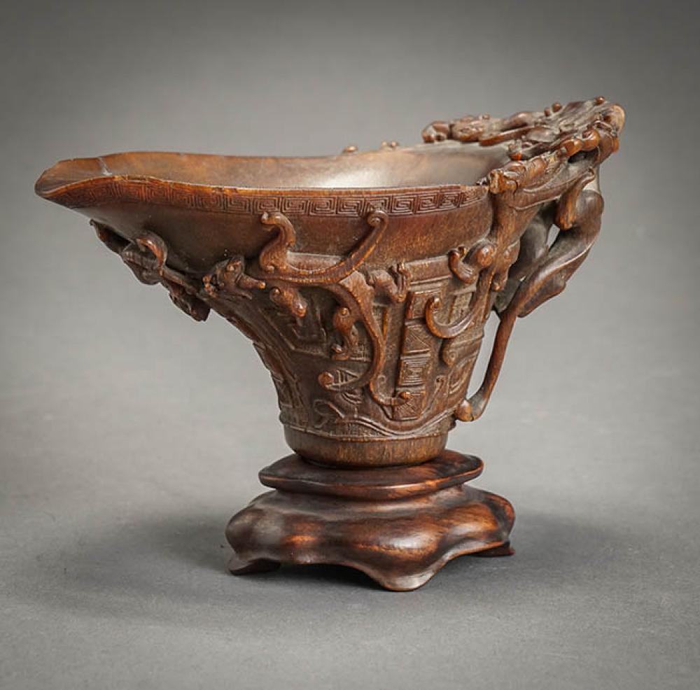 CHINESE CARVED RHINOCEROS HORN