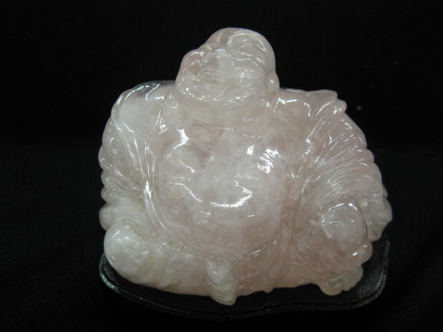 Chinese Carved Rose Quartz Buddha