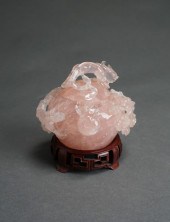 CHINESE CARVED ROSE QUARTZ LID