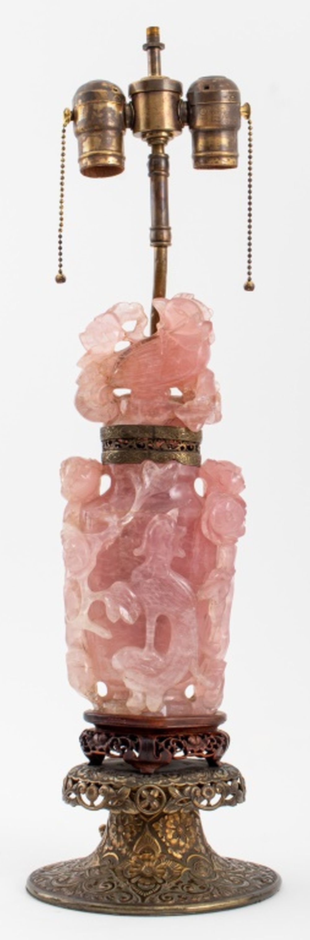 CHINESE CARVED ROSE QUARTZ VASE