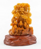 CHINESE CARVED RUSSET JADE BRU