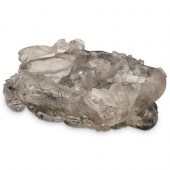 CHINESE CARVED RUTILATED QUART