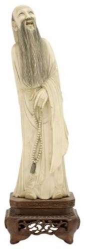 CHINESE CARVED SAGE FIGURE, TE
