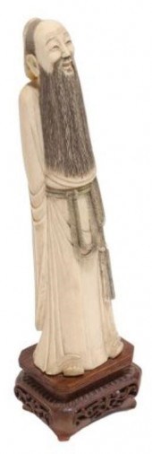 CHINESE CARVED SAGE FIGURE, TE