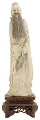 CHINESE CARVED SAGE FIGURE, TE