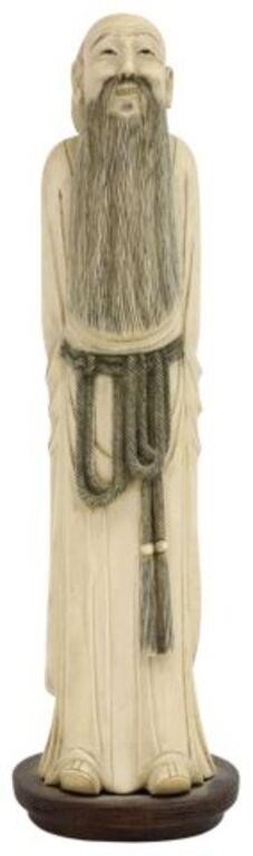 CHINESE CARVED SAGE FIGURE, TEXAS