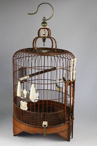 CHINESE CARVED SANDALWOOD, BONE AND